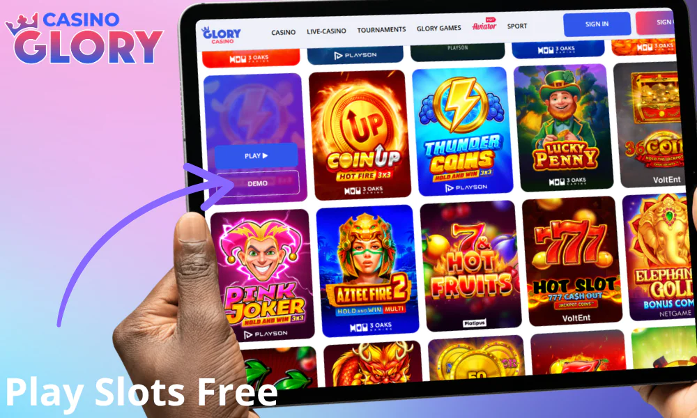 At Glory Casino, you can play slots for free